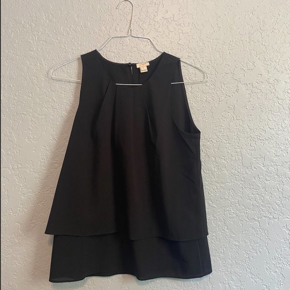 🐦‍⬛J. Crew Factory Black Tiered Sleeveless Top - Picture 3 of 4